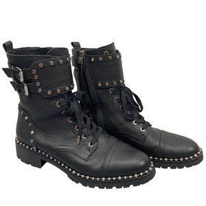 Sam Edelman Boots Jennifer Studded Punk Goth Moto Biker Side Zip Black Womens 10